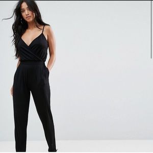 ASOS PETITE Cami Wrap Front Jersey Jumpsuit